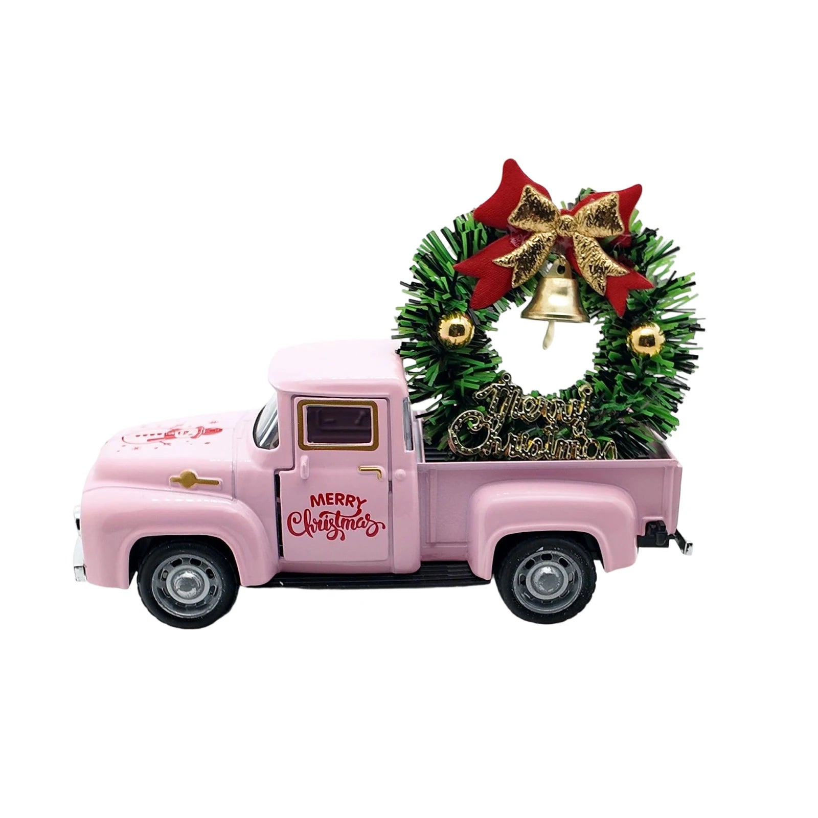 Christmas Table Decoration Mini Snowman Truck with Wreath Figurine Desk Statues Centerpieces for Home Party Decor