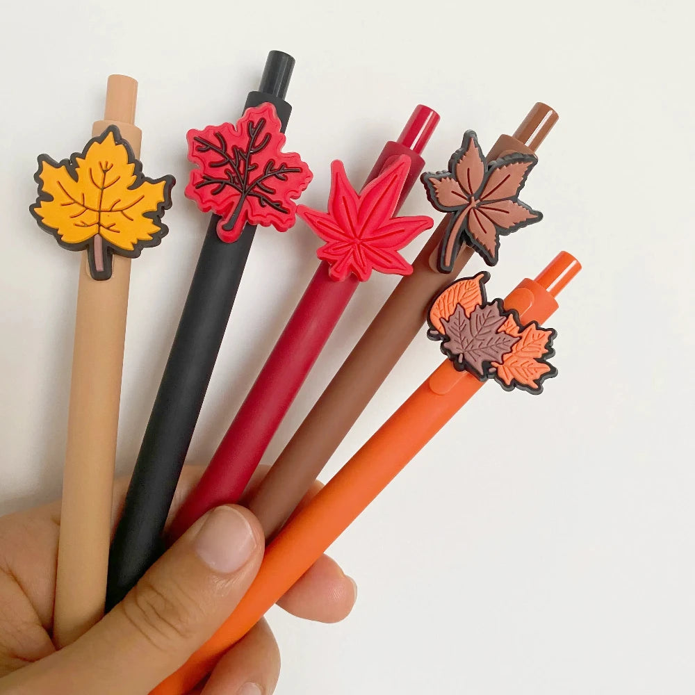 5Pcs Thanksgiving Leaf Pens Autumn Ballpoint Pens for Thanksgiving Harvest Office Classroom Activity Party Supplies