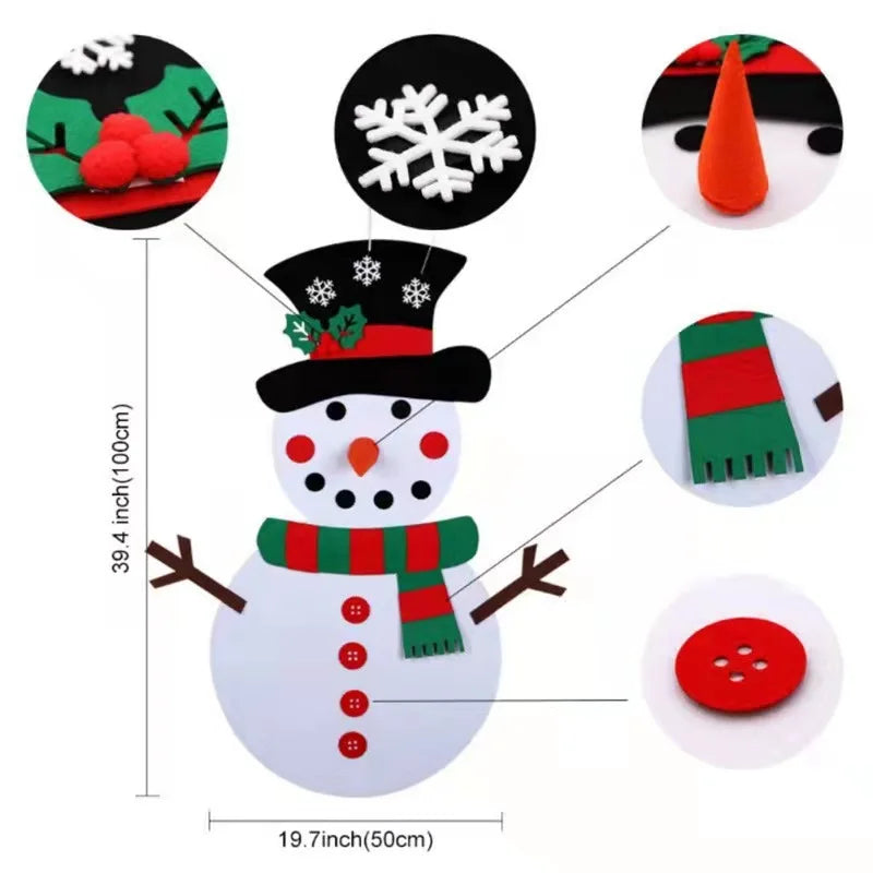 DIY Felt Christmas Tree Christmas Decoration for Home Navidad 2022 New Year Christmas Ornaments Santa Claus Xmas Kids Gifts