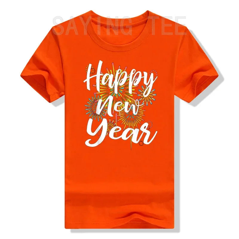 New Years Eve Happy New Year 2025 Gift Fireworks T-Shirt for Women Men Family Matching Outfits Cute Present Aesthetic Clothes