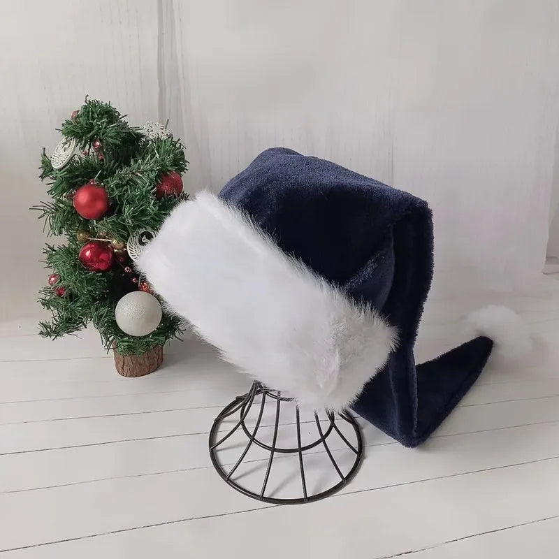 Black and White Fur Plush Hat for Adults and Children, Christmas Cap, Xmas Party, Home Decoration, High Quality