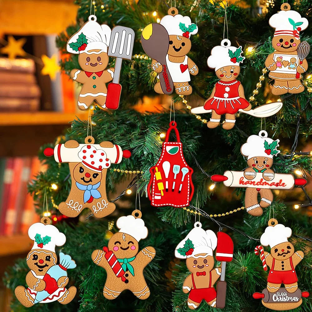 Christmas Decoration for Christmas Tree Ornaments Cooking Gingerbread Man Ornaments Hanging Decor for Tree Kitche Party Supplies