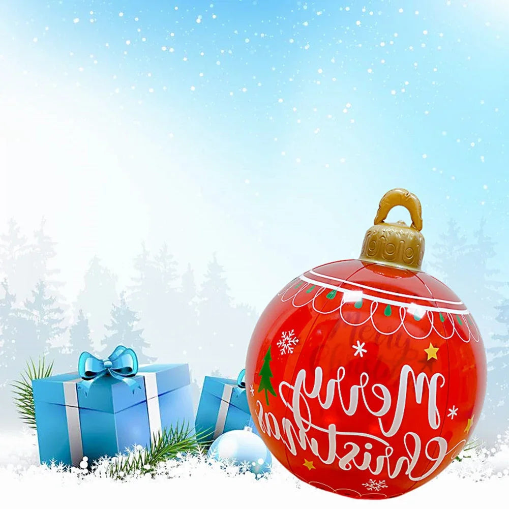 60cm Giant Inflatable Christmas Balls PVC Giant Big Large Balls Xmas Tree Decorations Toy Outdoor Xmas Holiday Yard Lawn Balls