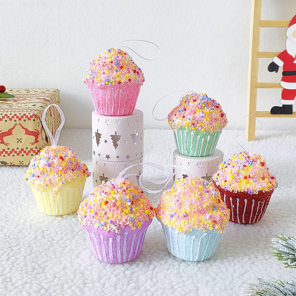 Mix Cute Candy Donuts Cupcake Ice Cream Cone Christmas Ornaments Kit Christmas Tree Hanging Decorations Gifts Navidad Natal