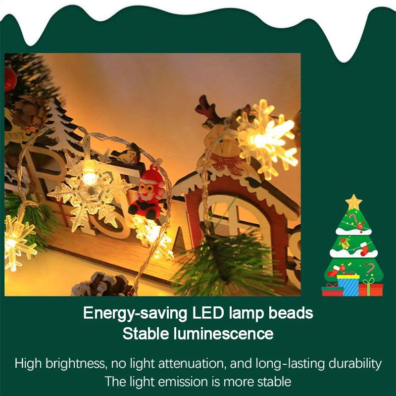 Christmas LED Light String Santa Claus Elk Snowman Xmas Ornament String Light Christmas Decorations 2025 New Year Navidad Gift