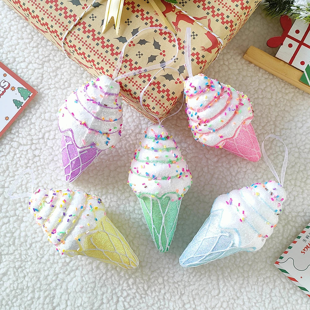 Mix Cute Candy Donuts Cupcake Ice Cream Cone Christmas Ornaments Kit Christmas Tree Hanging Decorations Gifts Navidad Natal