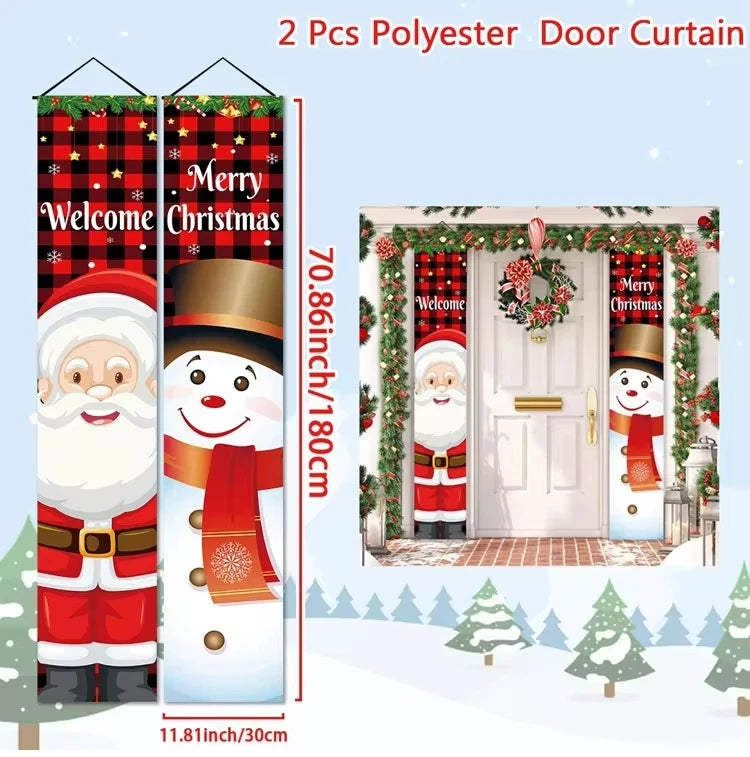 Christmas Hanging Door Banner Merry Christmas Decorations for Home Xmas Navidad Noel Natal Door Decor Happy New Year Gifts 2025