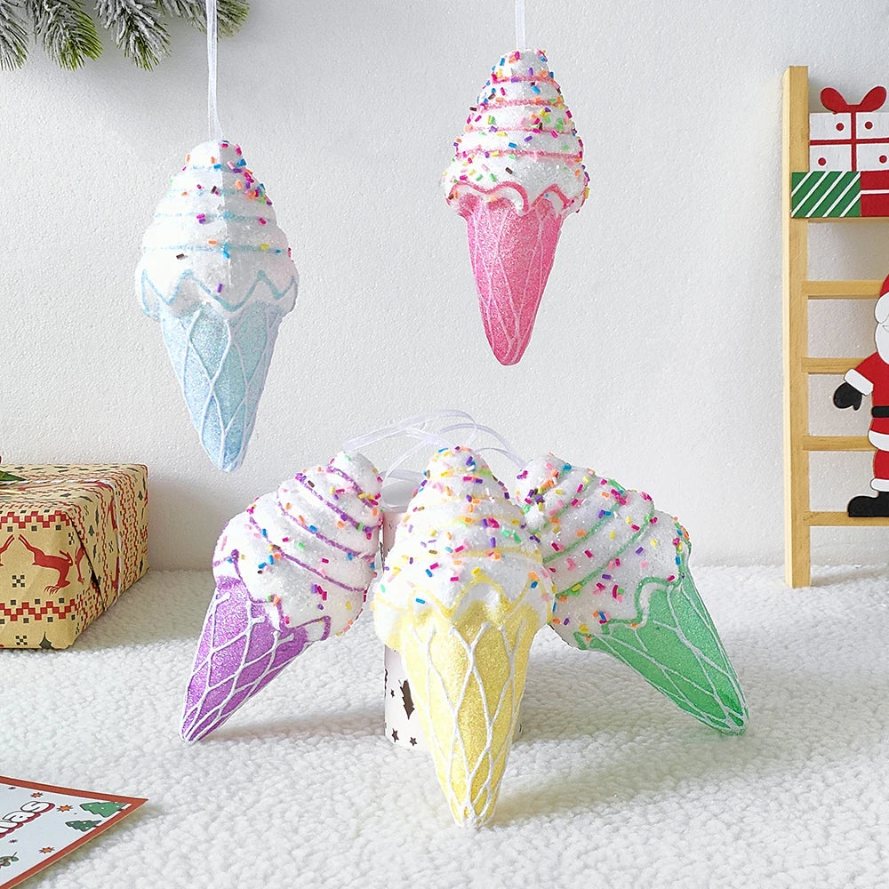 Mix Cute Candy Donuts Cupcake Ice Cream Cone Christmas Ornaments Kit Christmas Tree Hanging Decorations Gifts Navidad Natal