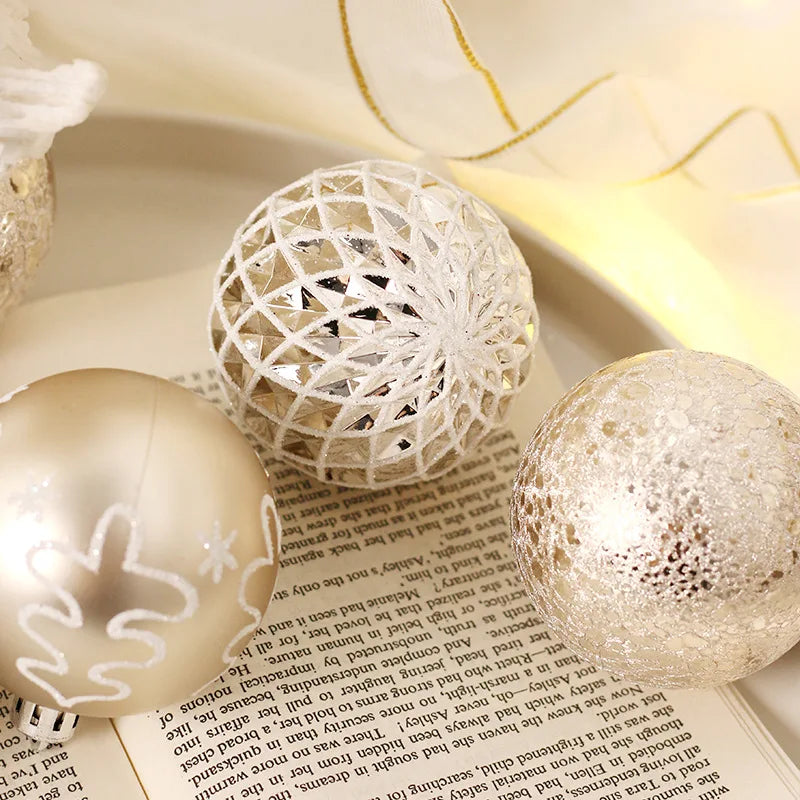 New Christmas Decorations 16 Champagne Gold White Ball Ornaments Christmas Tree Hanging Decorations Home Party Decorative Pieces
