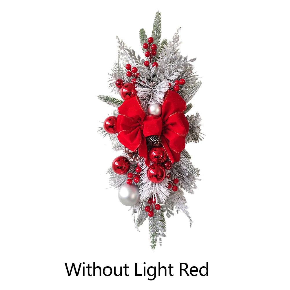 Red Christmas Wreath Home Atmosphere Decorative Garland Stair Decoration Holiday Wreath Home Door Window Decoration Accessories