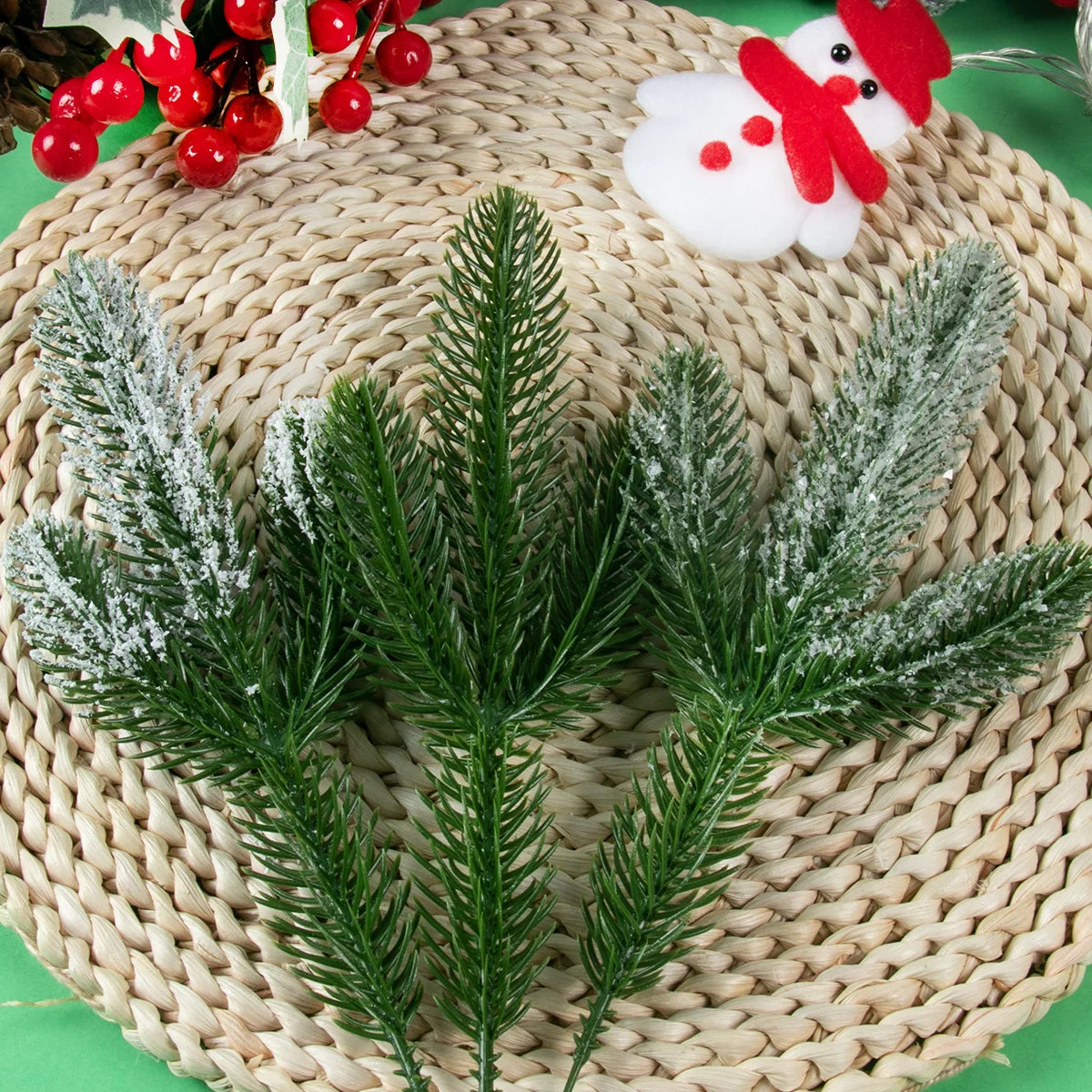 10/20pcs Artificial Pine Branches Green Leaves Needle Fake Greenery Pine for DIY Garland Wreath Christmas Embellishing Noel 2023