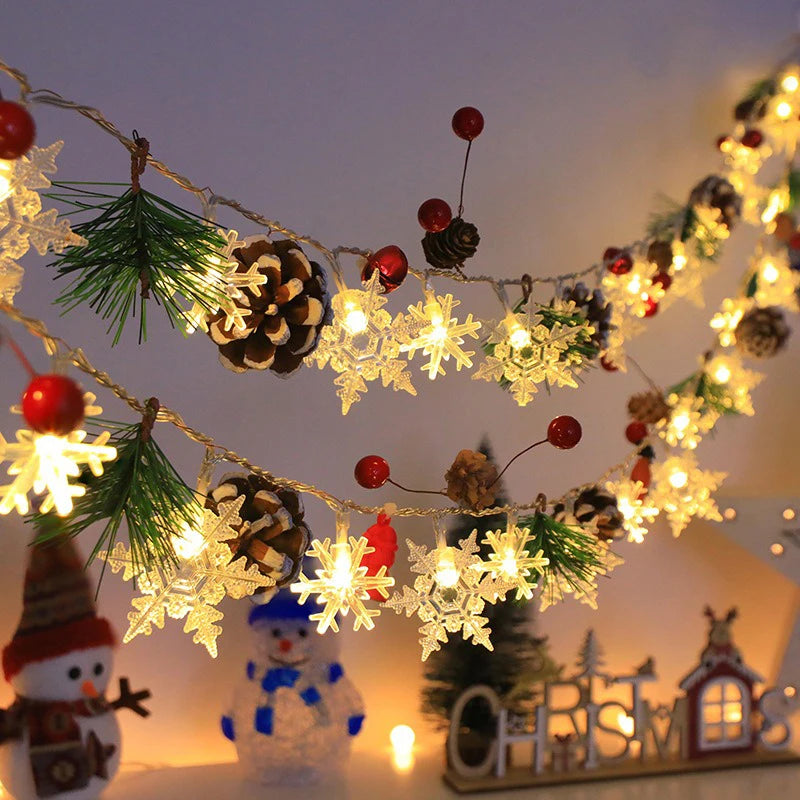 Christmas LED Light String Santa Claus Elk Snowman Xmas Ornament String Light Christmas Decorations 2025 New Year Navidad Gift