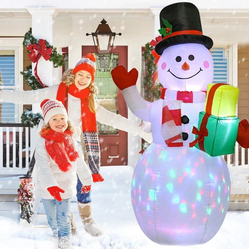 1.8m Christmas Inflatable Snowman Airblown Decor with LED Light Christmas Outdoor Courtyard Garden Doorway Ornaments Party Props