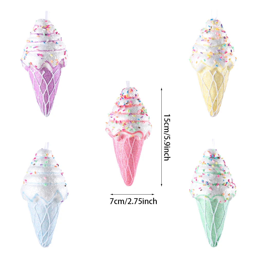 Mix Cute Candy Donuts Cupcake Ice Cream Cone Christmas Ornaments Kit Christmas Tree Hanging Decorations Gifts Navidad Natal