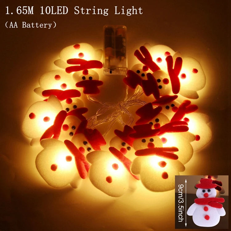 Snowman Christmas LED Garland String Light Merry Christmas Decorations For Home 2024 Xmas Tree Ornament Navidad New Year Gifts
