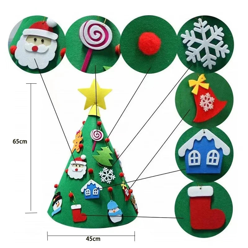 DIY Felt Christmas Tree Christmas Decoration for Home Navidad 2022 New Year Christmas Ornaments Santa Claus Xmas Kids Gifts