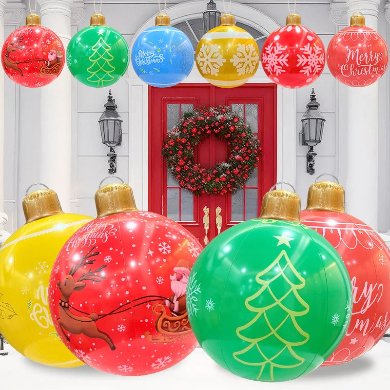 Inflatable Christmas Ball Large Xmas Inflatable Ornaments PVC Outdoor Holiday Blow Ball Outside Yard Lawn Porch Decorations