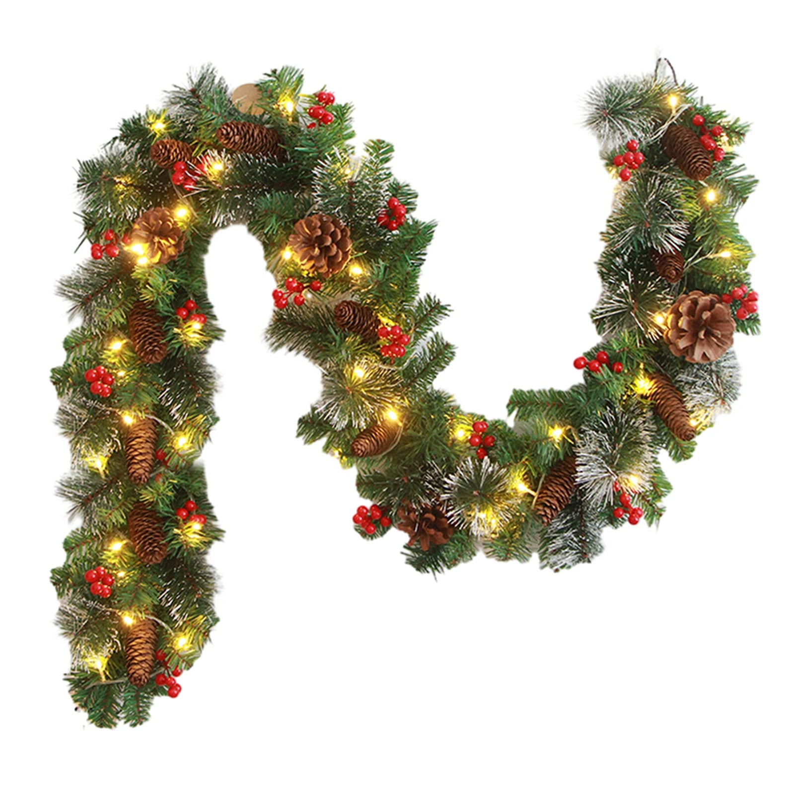 Christmas Garlands With Pinecones Red Berries Artificial Christmas Wreaths For Home Xmas Tree Stairs Door New Year Decoration