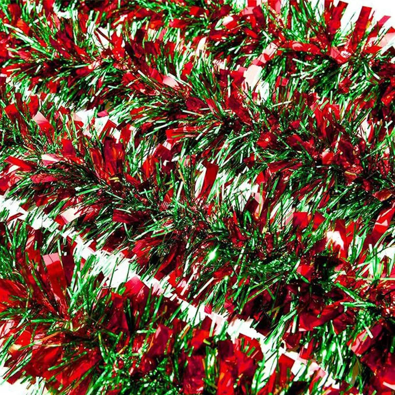 2Meters Christmas Tinsel Garland Red Green Strip Ribbon for Xmas Tree Hanging Ornaments Home Decoration New Year Party Supplies