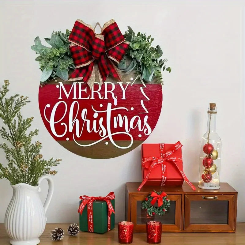 3pcs Christmas Decorations Wooden Welcome Sign and Christmas Hanging Door Banner Merry Christmas Decorations for Home Xmas