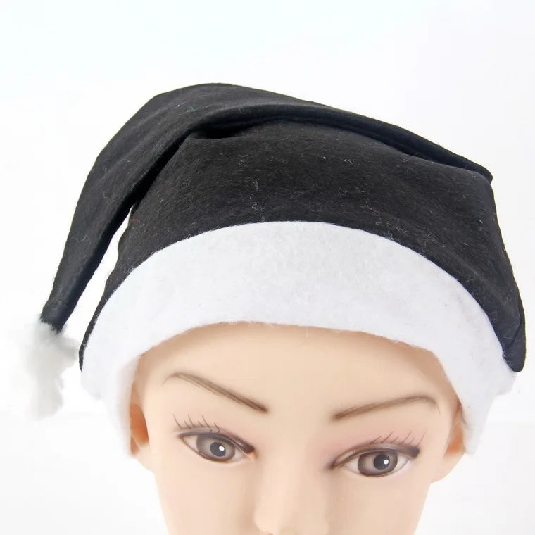 Christmas Black Red Plush Hat Santa Novelty Hat Kids Christmas Decorations For New Year Home Santa Claus Gift Party Supplies