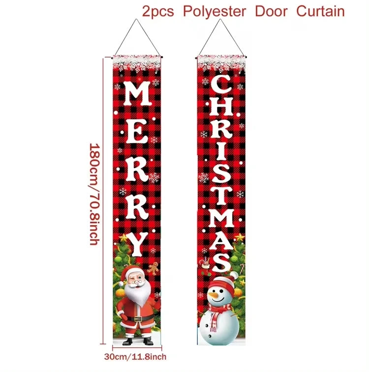 Christmas Hanging Door Banner Merry Christmas Decorations for Home Xmas Navidad Noel Natal Door Decor Happy New Year Gifts 2025