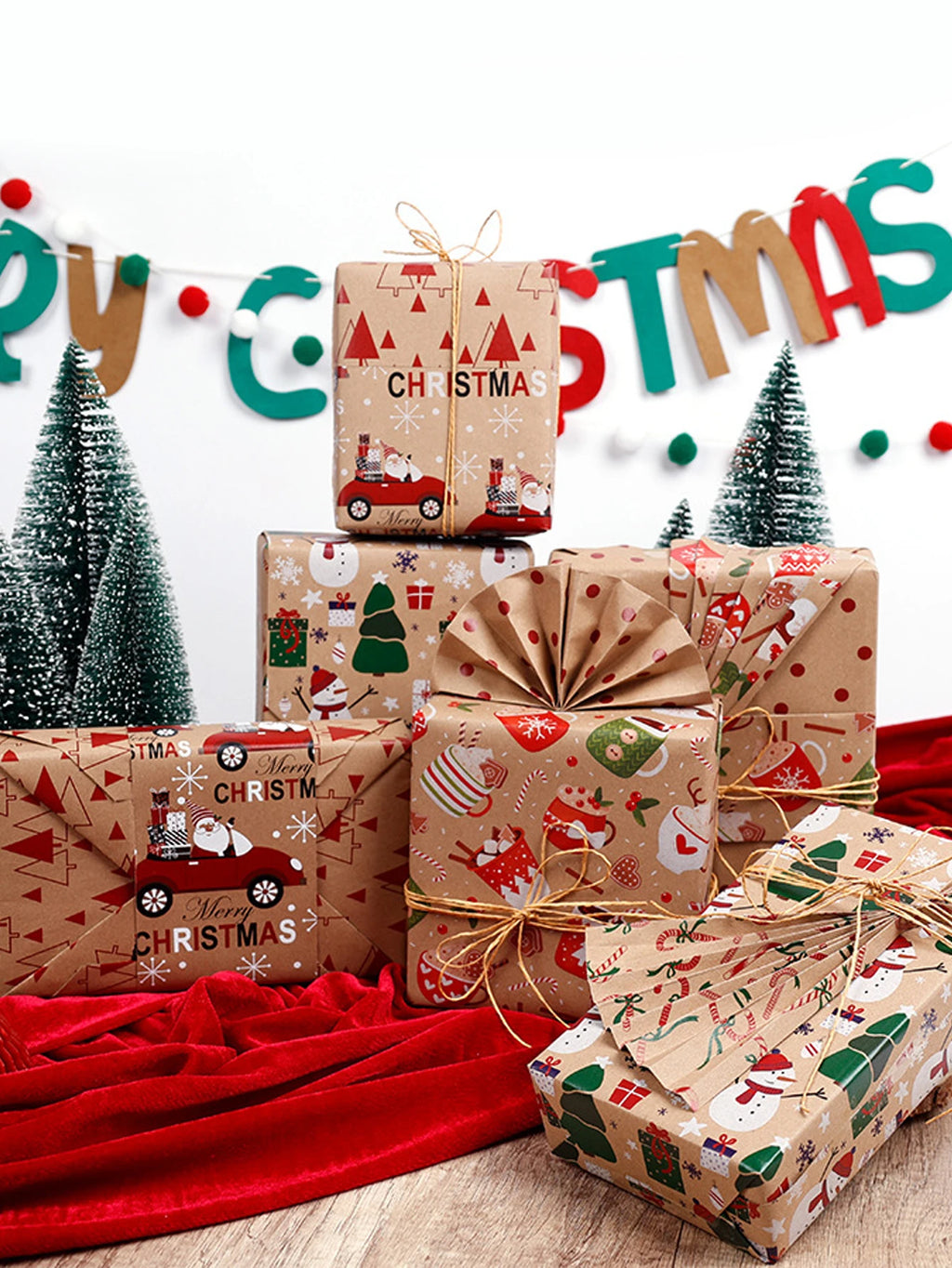 Christmas Gift Wrapping Paper Christmas Trees Handmade Paper Gift Wrapping Paper Flower Bouquet Packaging Paper