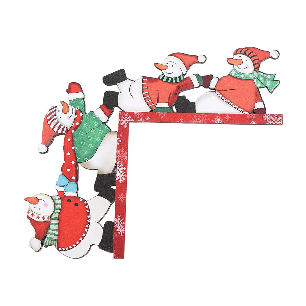 Christmas Wooden Door Frame Corner Decoration Cartoon Snowman Decorations