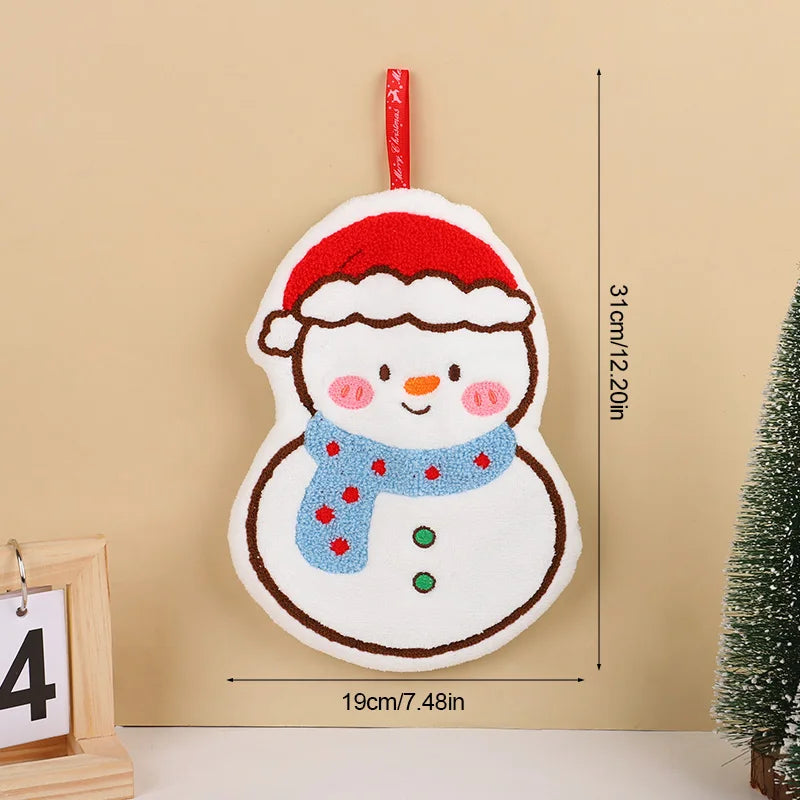 1/3Pcs Christmas Cartoon Hand Towel Gingerbread Man Snowman Tree Design Coral Fleece Hanging Towels Home Kitchen Bathroom Decor