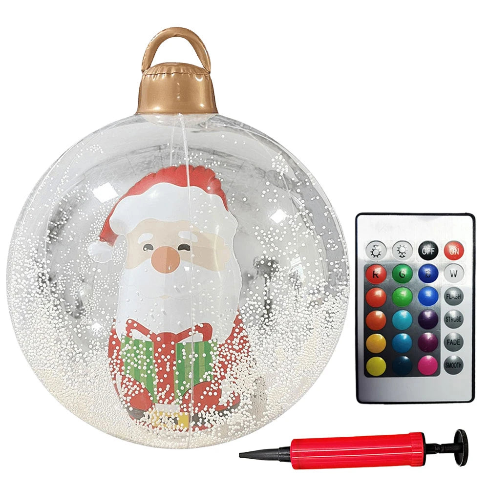 60cm Inflatable Christmas Ball With Light Santa Claus Snowman Christmas Tree Giant Big Large Christmas Balls Ornament Xmas Decor