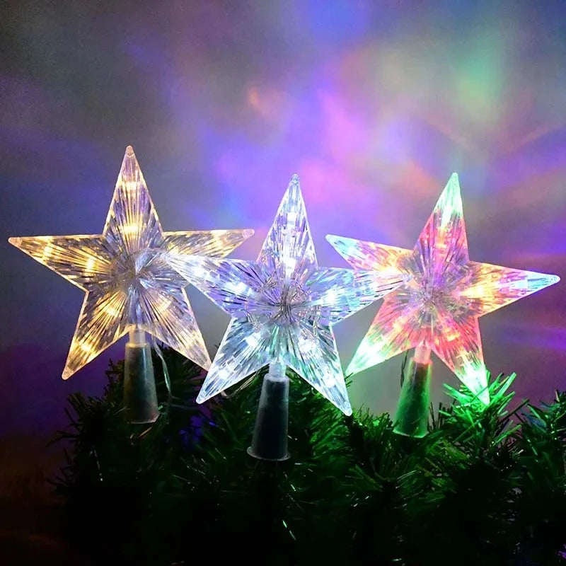15/19cm Christmas Decoration Glowing Tree Topper Glitter Shining Star Xmas Tree Ornaments for Home Decor Navidad New Year 2026