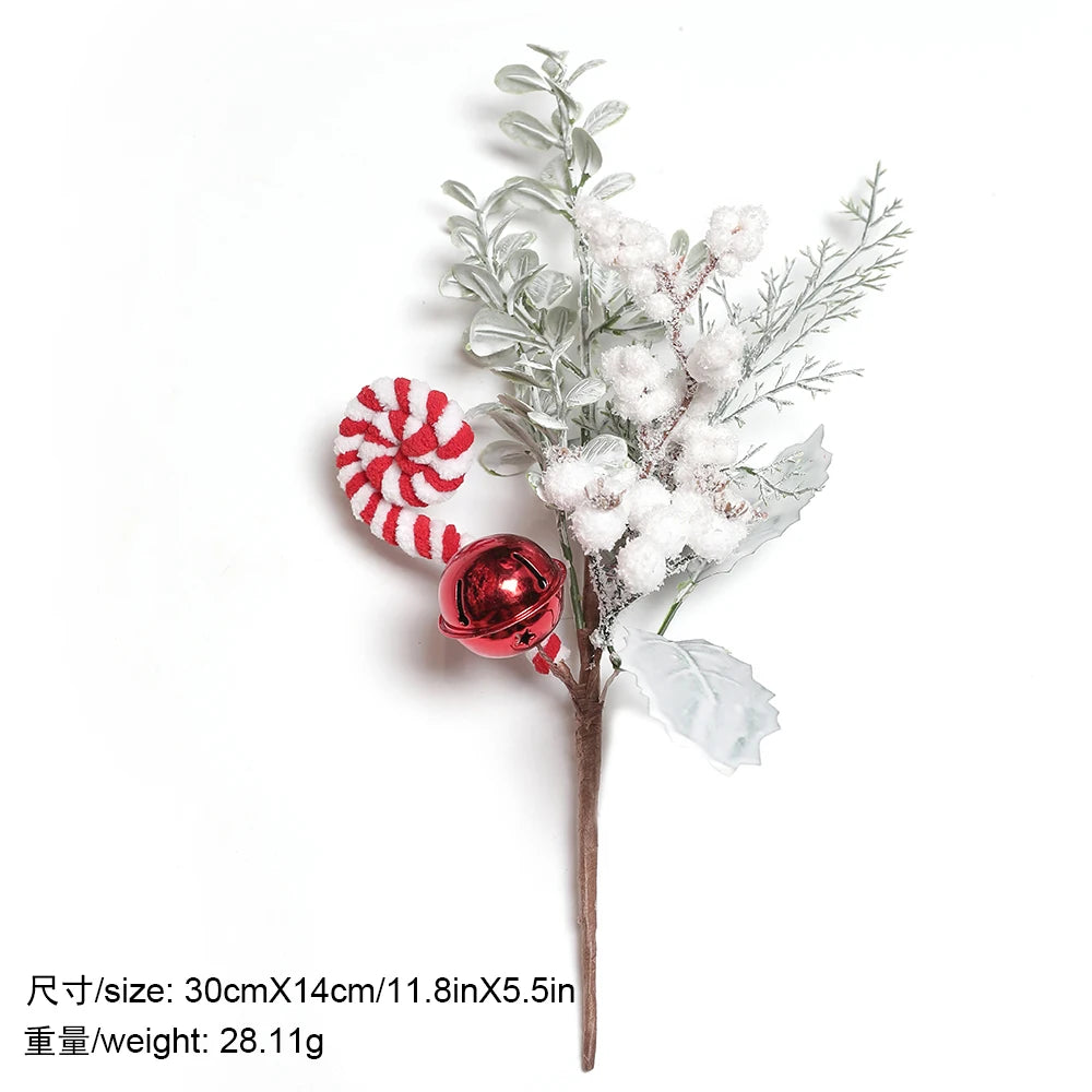 Christmas Decorations Red Berry Artificial Pine Bouquet Branch Xmas Tree Ornament Home Decor New Year 2025 DIY Gifts Accessories