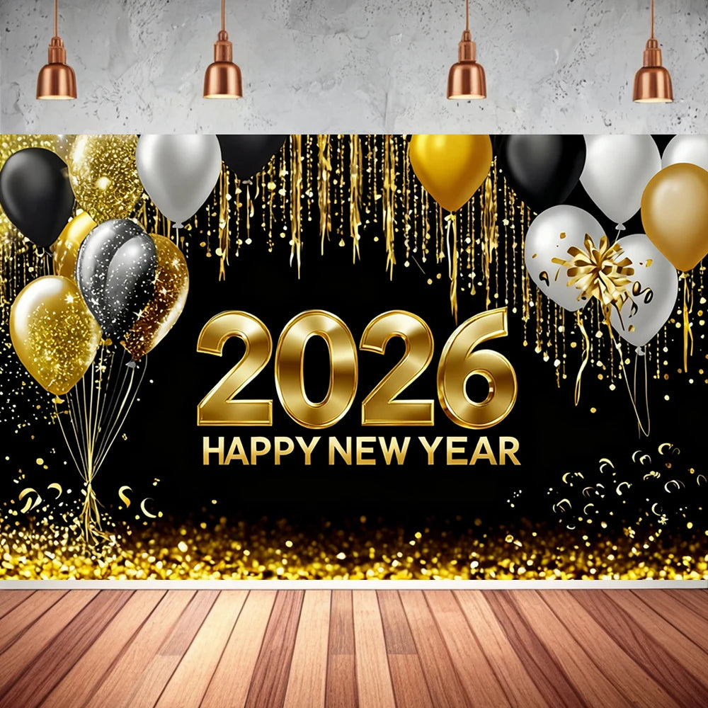 2026 Happy New Year Theme Party Background Banner New Year Celebrate Family Party Decoration Photo Background