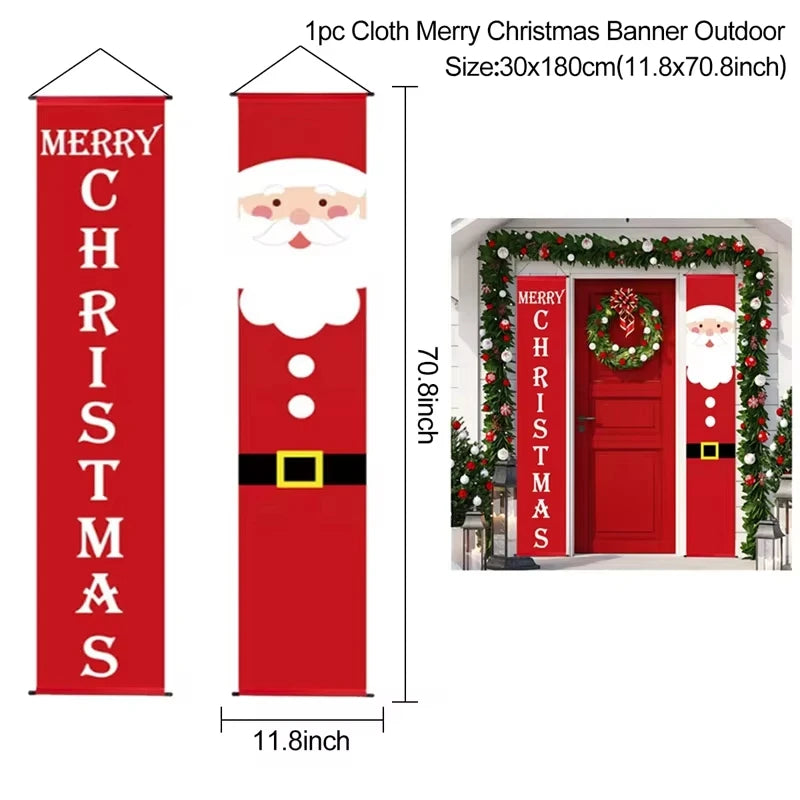 Christmas Hanging Door Banner Merry Christmas Decorations for Home Xmas Navidad Noel Natal Door Decor Happy New Year Gifts 2025