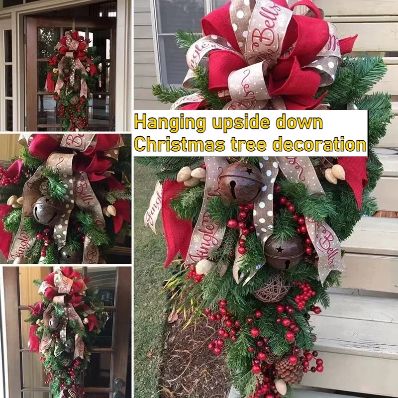 Christmas Door Hanging Garland Decoration Christmas Wreath Home Party Garland Christmas Flowers Window Deco Craft New Year
