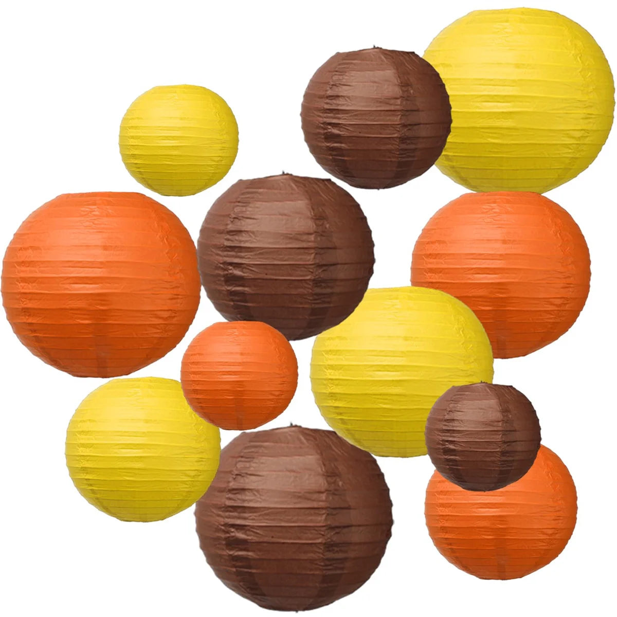 Fall Paper Lanterns Thanksgiving Autumn Party Decor Yellow Orange Brown Warm Autumn Colors for Festival Halloween Decorations