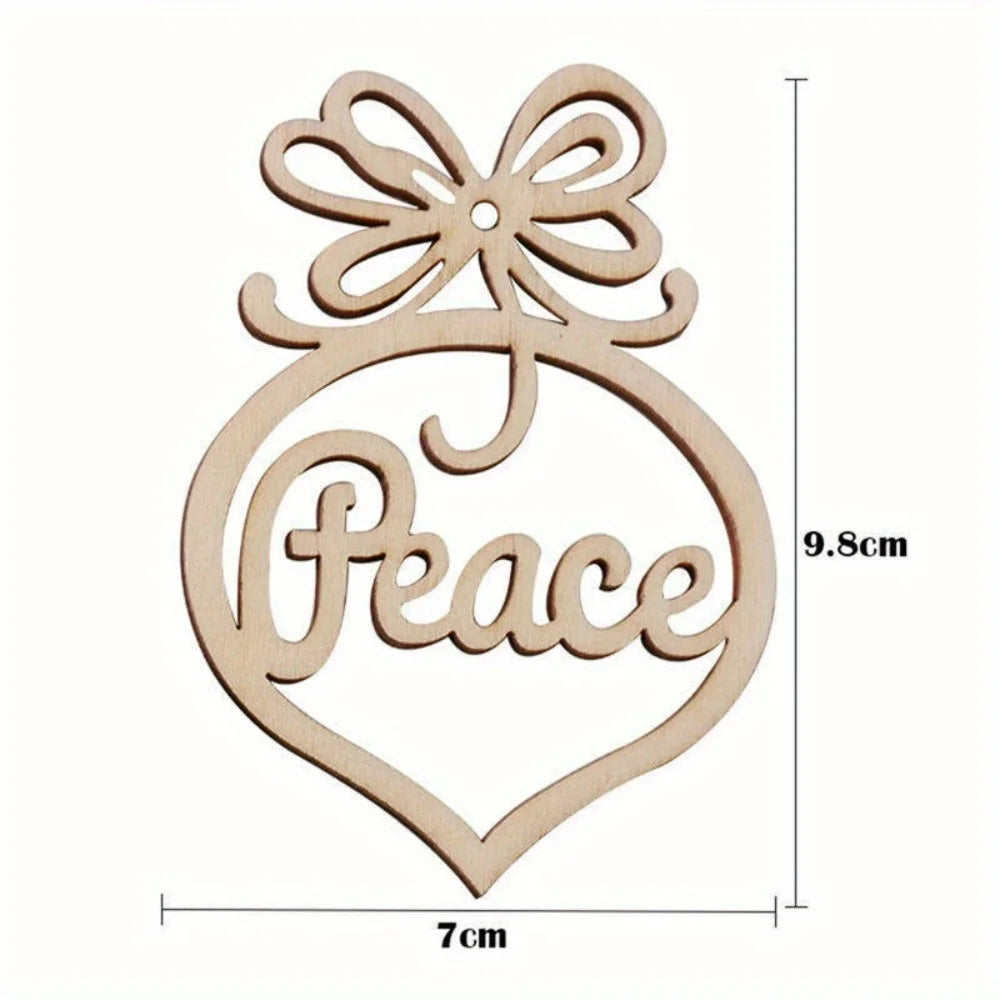 6 Pcs Christmas Decorations Wooden Ornament Xmas Tree Hanging Pendant Ornament