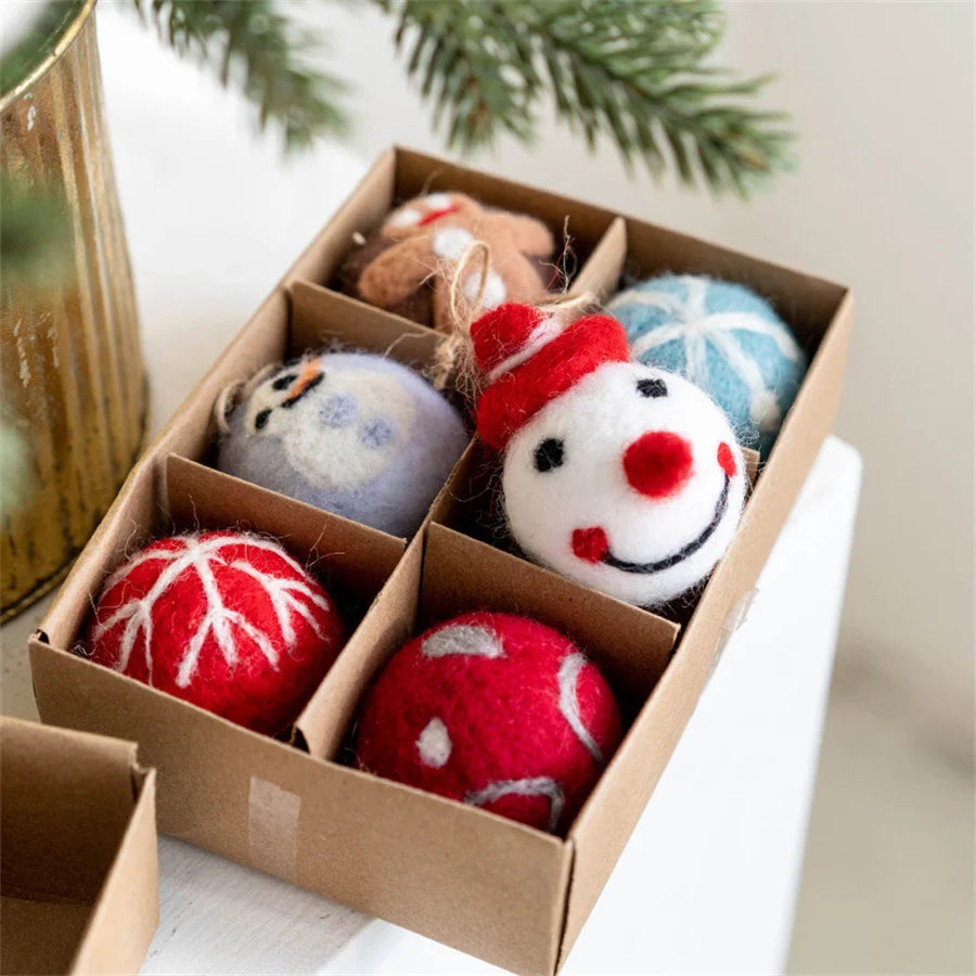 Christmas Felt Wool Balls Snowballs Christmas Tree Decoration Hangings diy New Year Ornaments