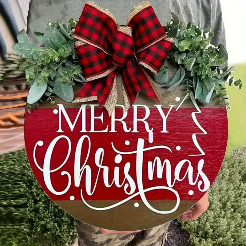 3pcs Christmas Decorations Wooden Welcome Sign and Christmas Hanging Door Banner Merry Christmas Decorations for Home Xmas