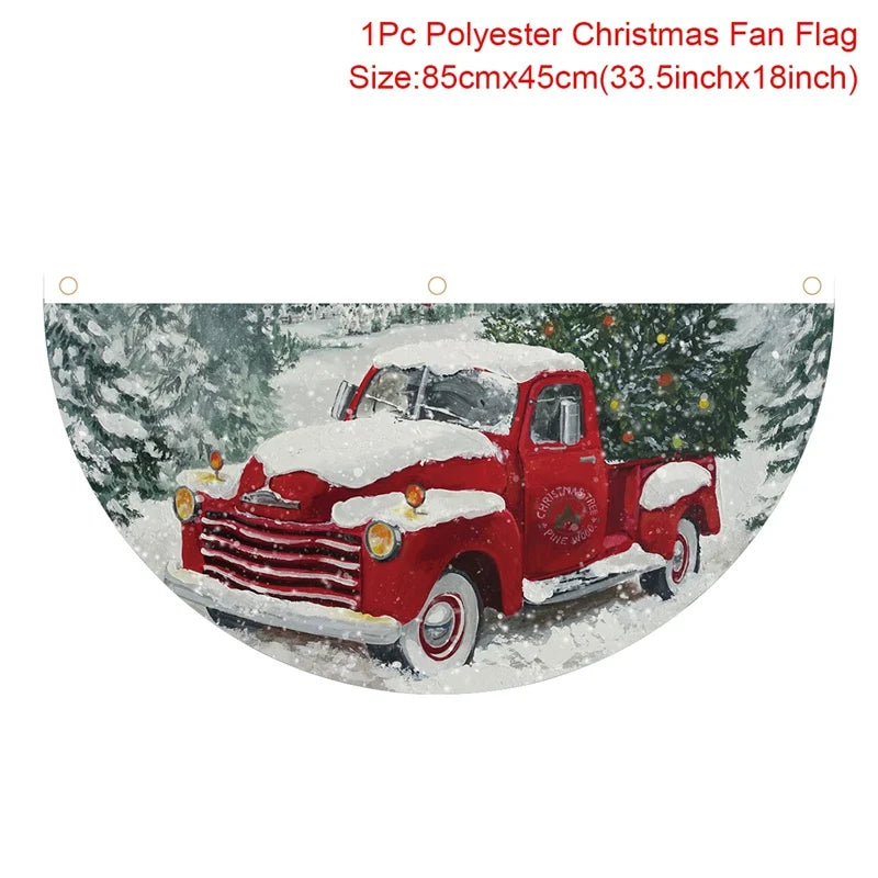Christmas Outdoor Fan-shaped Flag Banner Merry Christmas Decoration for Home 2024 Xmas Ornament Navidad Natal Noel New Year 2025