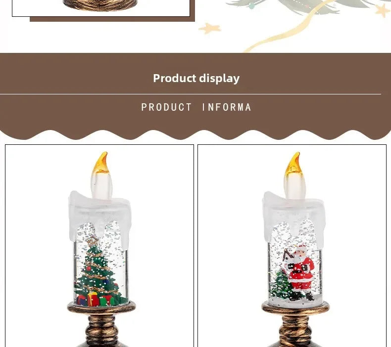Christmas Decorations Wind Lamp Candle Candlestick Crystal Ball Lights Snow Snowflake Music Box Xmas Gift Scene Arrangement