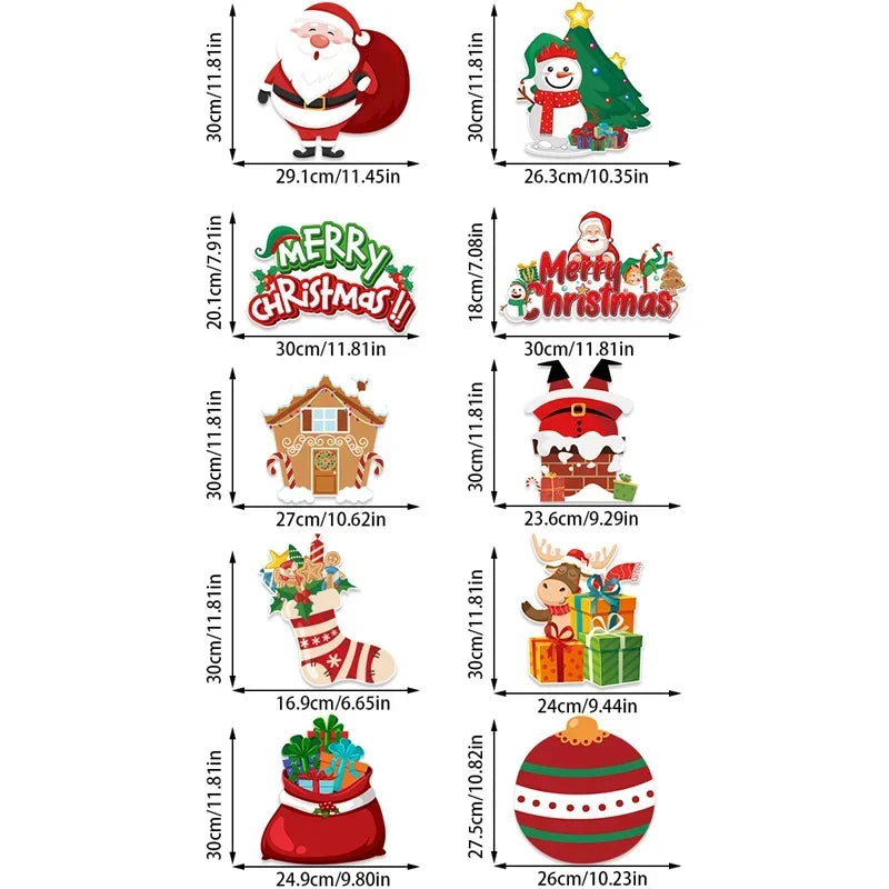 Merry Christmas Decor Door Hanging Banner Santa Claus Snowman Elf Couplet Party Yard Front Door Ornament Xmas Gift