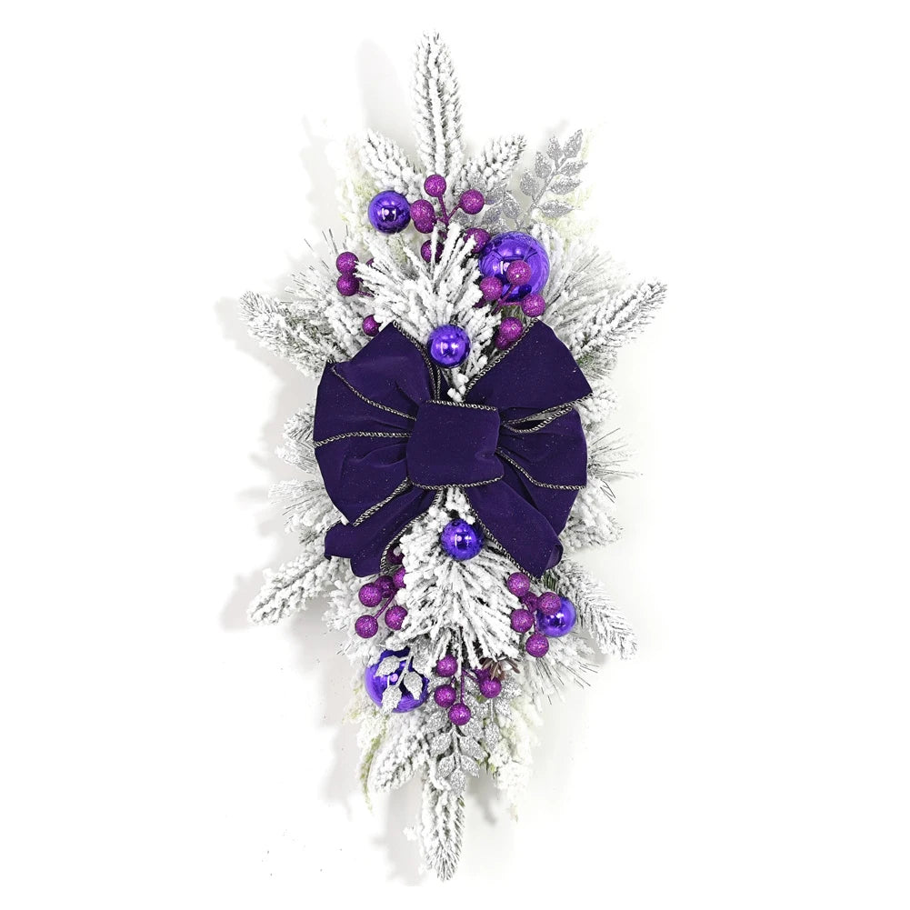 Door Stairs Wreath Christmas Wreath Hanging Pendants Artificial Flowers Stairway Swag Trim Garland Christmas Decorations 2024