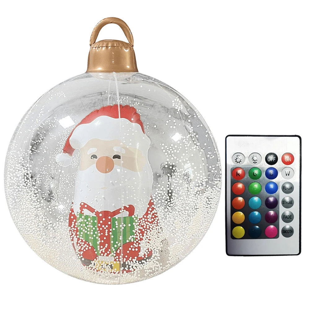 60cm Inflatable Christmas Ball With Light Santa Claus Snowman Christmas Tree Giant Big Large Christmas Balls Ornament Xmas Decor