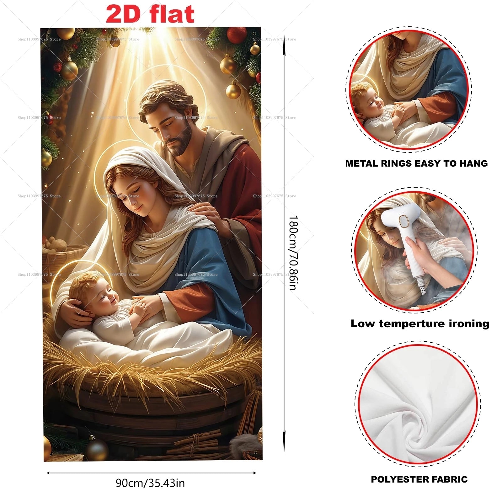 Christmas Nativity Scene Religious Door Banners Xmas Party Decorations Photography Backdrops Indoor Outdoor Decor Party Supplies