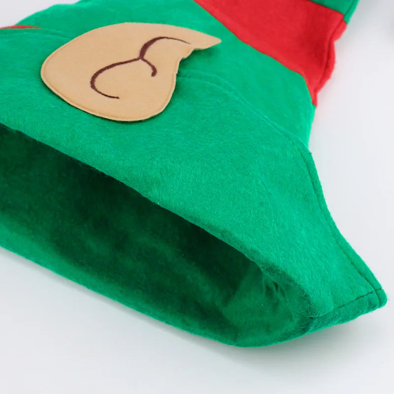 (1 Piece/bag) 53*34cm Christmas Elf Hat Red Green Striped Party Hat New Year Celebration DIY