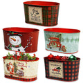 Putuo Decor 5pc Metal Xmas Bucket, Joy to the World We Wish You a Merry Christmas,Decorations for Home  Xmas Party Holiday Bar