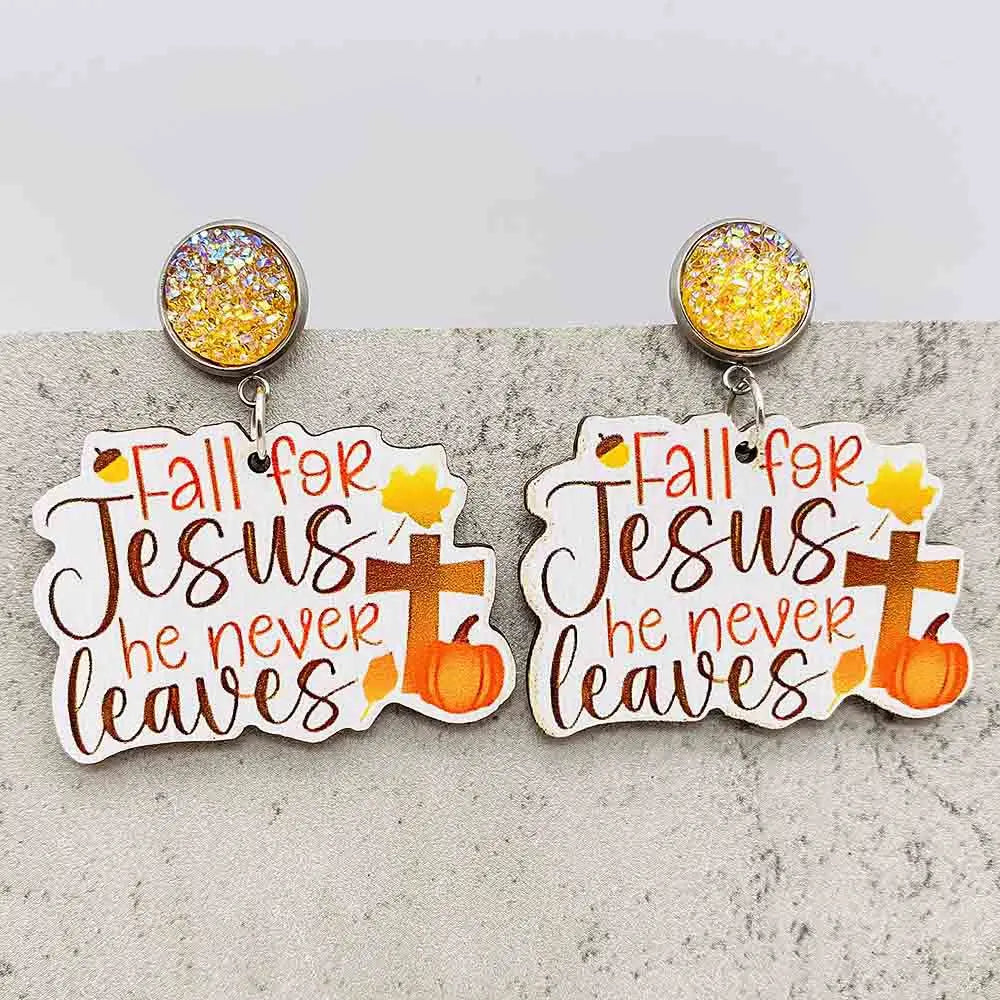 Autumn Thanksgiving Earrings Turkey Pumpkin Maple Leaf Wooden Earrings Women's Thanksgiving Festival Jewelry