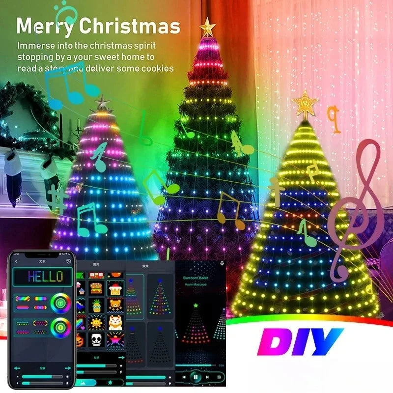 Christmas Decorations Tree Led Lights String Application DIY Image LED RGB IC Fairy Bluetooth Control