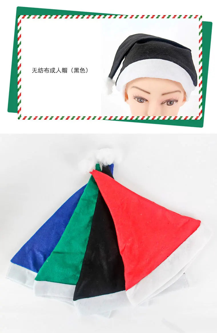 Christmas Black Red Plush Hat Santa Novelty Hat Kids Christmas Decorations For New Year Home Santa Claus Gift Party Supplies